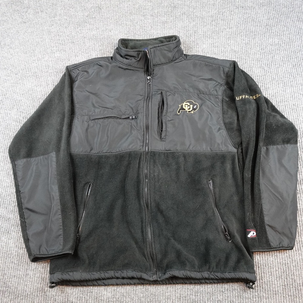 Colorado Buffaloes Jacket Mens Large Black NCAA Football Pro Player Fleece Coat